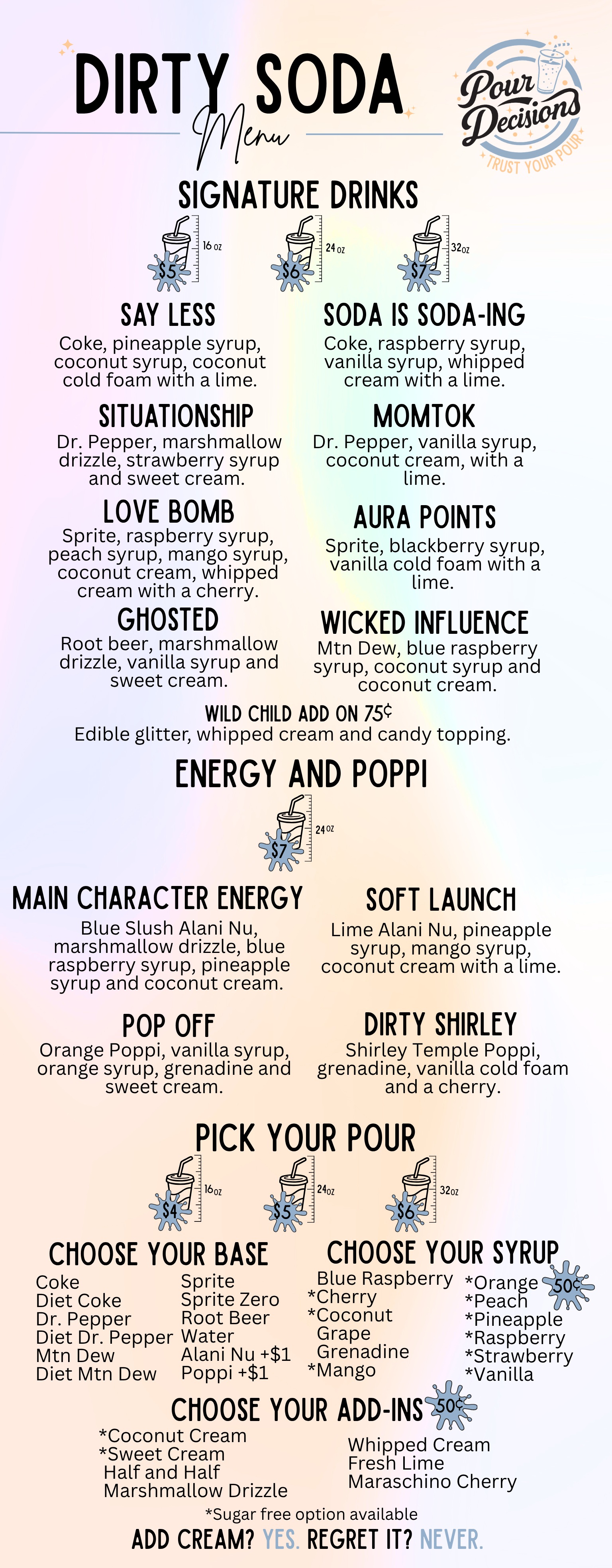 Pour Decisions Menu